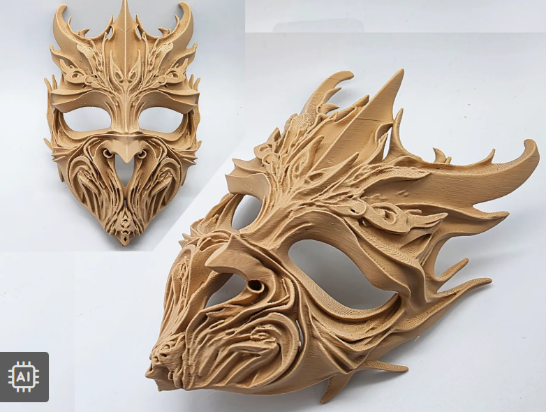 Wood-Carved Dark Ritual Mask